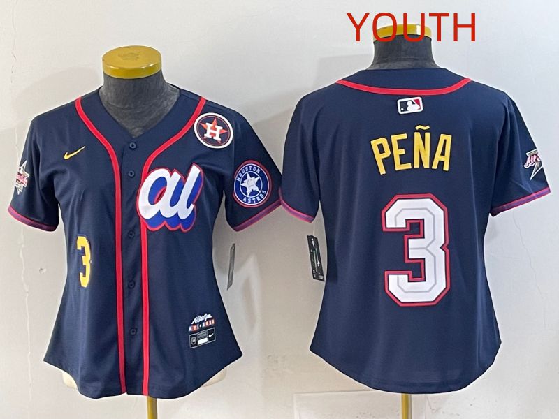Youth 2025 Houston Astros #3 Pena Drak Blue All star Nike MLB Jersey style 11->youth mlb jersey->Youth Jersey